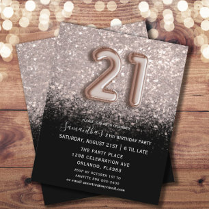 Papier Rose Budget Gold & Black Invitation 21e anniversai