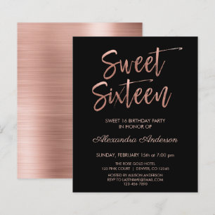 Papier Rose Budget Gold Black Sweet sixteen Anniversaire