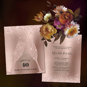 Papier Rose Budget Gold Champagne 40e Anniversaire Invita
