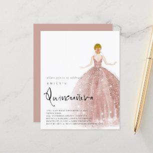 Papier Rose Budget Gold Gown Blonde Hair QR Quinceañera