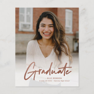 Papier Rose Budget Gold Photo Graduation Party Invitation