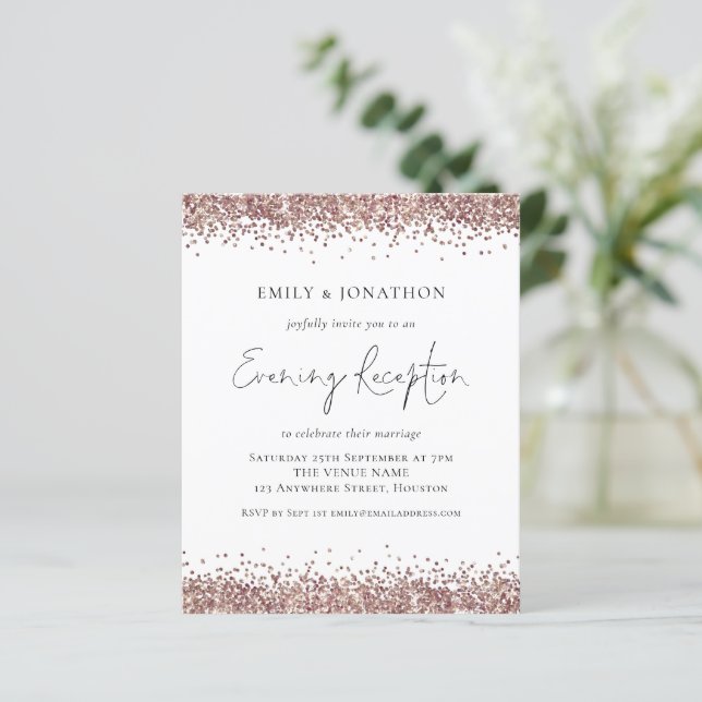 Papier ROSE BUDGET Parties scintillant d'or Invitation de (Debout devant)