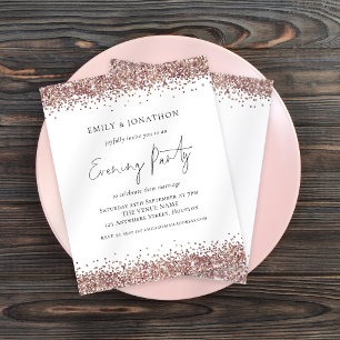 Papier ROSE BUDGET Parties scintillant d'or Soirée Invita