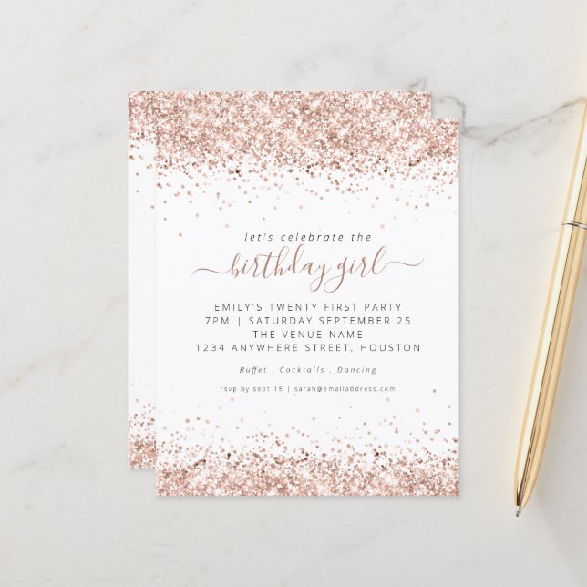 Papier Rose Budget Parties scintillant or 21e anniversair (Devant/Arrière en situation)