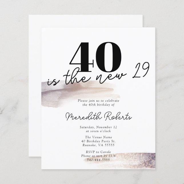 Papier Rose Budget Parties scintillant or 40e anniversair (Devant / Derrière)