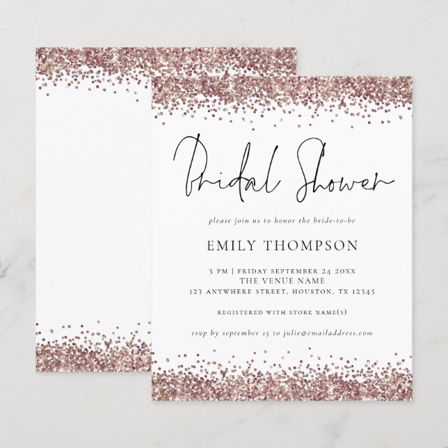 Papier Rose Budget Parties scintillant or Invitation de d (Devant / Derrière)