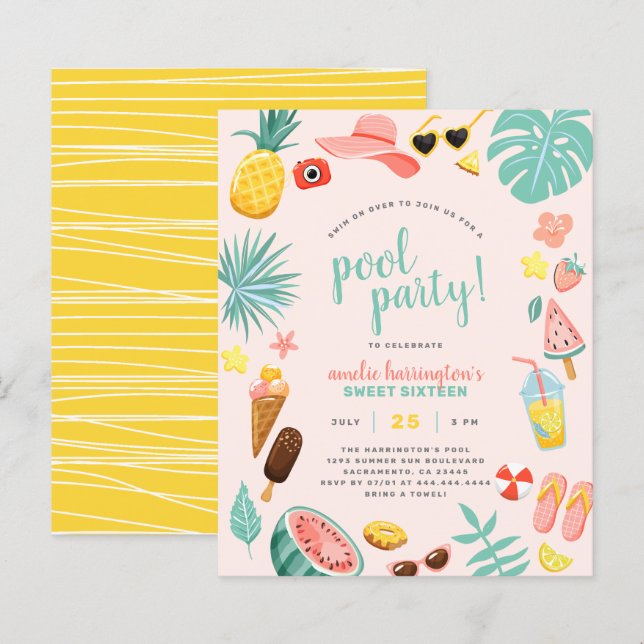 Papier Rose | Budget Pineappy Tropical Pool Party (Devant / Derrière)