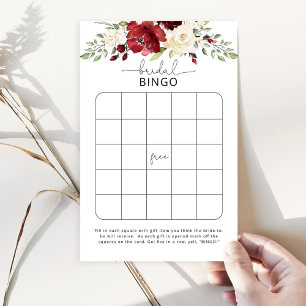 Papier Rose burgundy nuptiale jeu de bingo