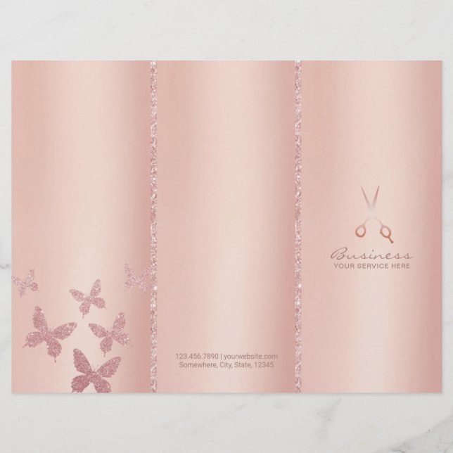 Papier Rose de cheveux en or ciseau Tri-Fold Bruchures (Devant)