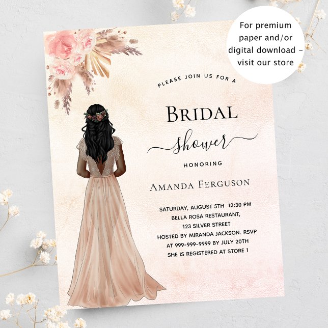 Papier Rose de la douche nuptiale invitation (Créateur téléchargé)