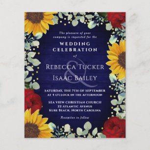 Papier Rose de tournesol rustique Marine Faire-part de ma