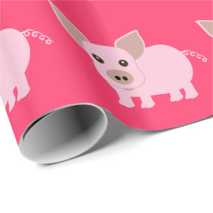 Papier rose d'emballage cadeau de porc