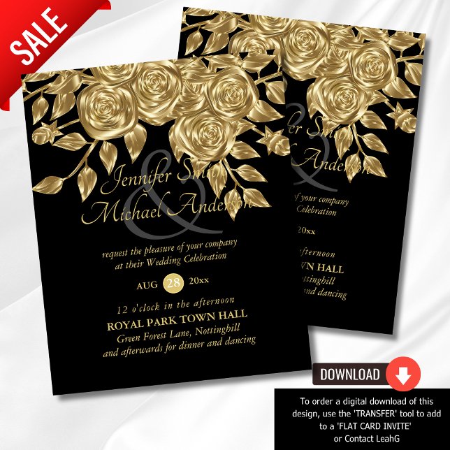 Papier Rose d'or Invitations de mariage métallique (Créateur téléchargé)