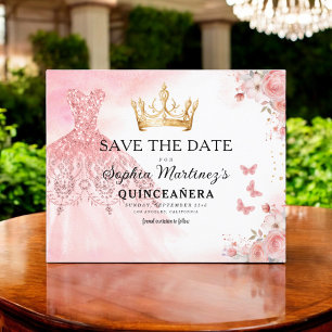 Papier Rose Doré Floral Princesse Anniversaire Quinceaner