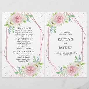 Papier Rose géométrique chic Gold Foil Mariage floral