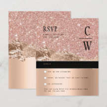 Rose glamour Gold Noir Mariage RSVP