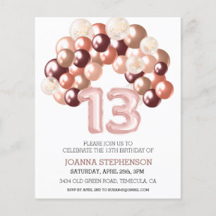 Papier Rose Gold 13e treize Budget Balloon Arch Numéro