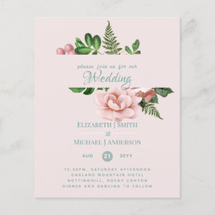 Papier Rose Gold Botanical Floral Budget Mariage Invite