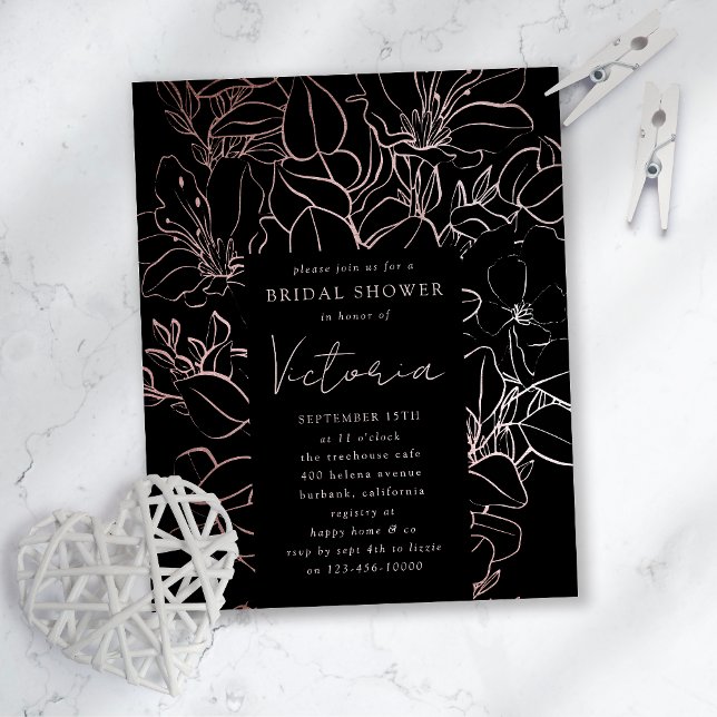 Papier Rose Gold Foil Floral Douche nuptiale Invitation (Créateur téléchargé)