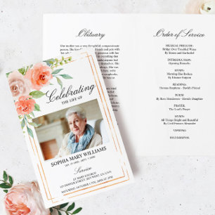 Papier Rose & Gold Funeral Ordre de service