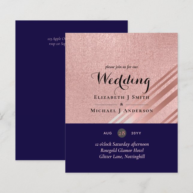 Papier Rose Gold Marine Parties scintillant bleue  Foil L (Devant / Derrière)