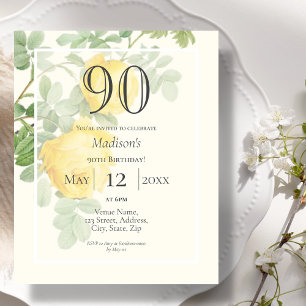 Papier Rose jaune 90e Budget Invitation d'anniversaire