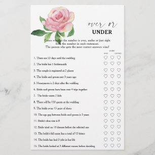 Papier Rose - Jeu de baby shower mariage plus ou moins