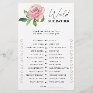 Papier Rose - Jeu de baby shower pour la mariée