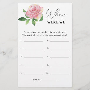 Papier Rose - Où étions-nous jeu de baby shower de mariag