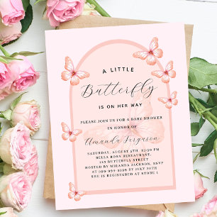 Papier Rose papillon or arc fille budget Baby shower