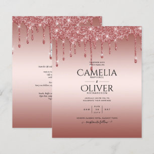 Papier Rose Parties scintillant de goutte d'or Mariage mo