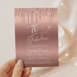 Papier Rose Parties scintillant d'or 70e anniversaire Inv