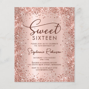 Papier Rose Parties scintillant or douce 16 Invitation an