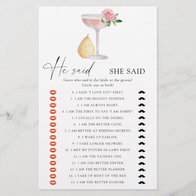 Papier Rose Prosecco - Il a dit qu'elle a dit douches nup (Devant)