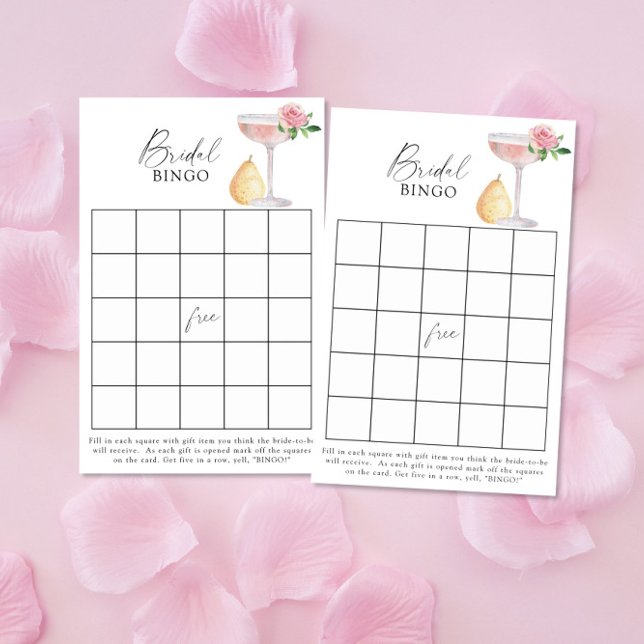 Papier Rose Prosecco - Jeux de bingo de douche nuptiale (Créateur téléchargé)