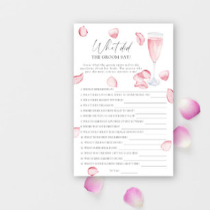 Papier Rose Prosecco - Qu'est-ce que le marié a dit jeu d