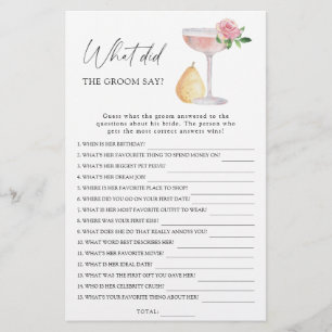 Papier Rose Prosecco - Qu'est-ce que le marié a dit jeu d