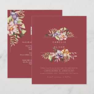Papier Rose Red Summer Floral Wedding Inviter QR Code