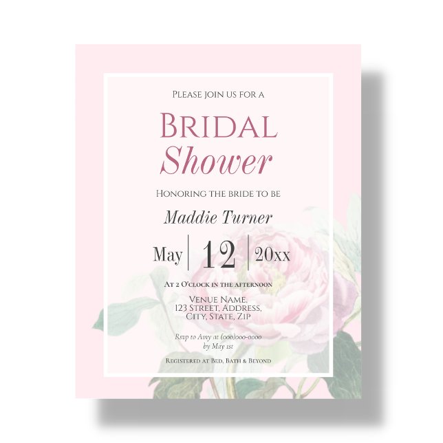 Papier Rose rose rose | Invitation de douche nuptiale (Créateur téléchargé)