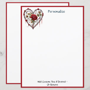 Papier Rose rouge gothique Art personnalisé cœur vigne