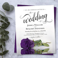 Rose royal simple violet Faire-part de mariage BUD