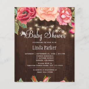 Papier Rose rustique  baby shower invitation