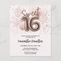 Rose Sweet 16 Ballons Anniversaires Pink Budge Inv