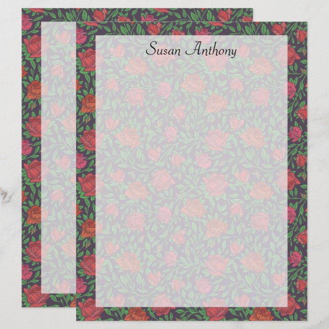 Papier Rose victorien gothique parfait rouge et Fu (Devant / Derrière)