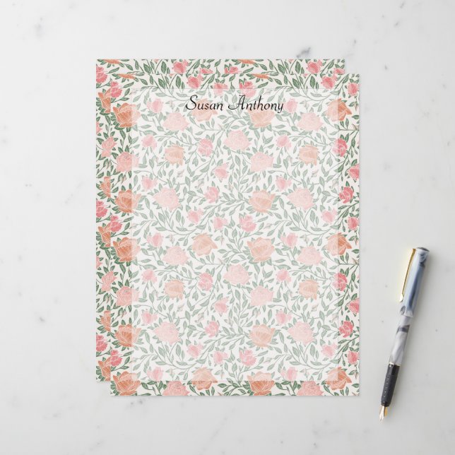Papier Rose vintage Parfait Rose & Peach (Devant/Arrière en situation)