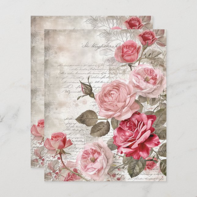 Papier Rose vintage Paris (Devant / Derrière)