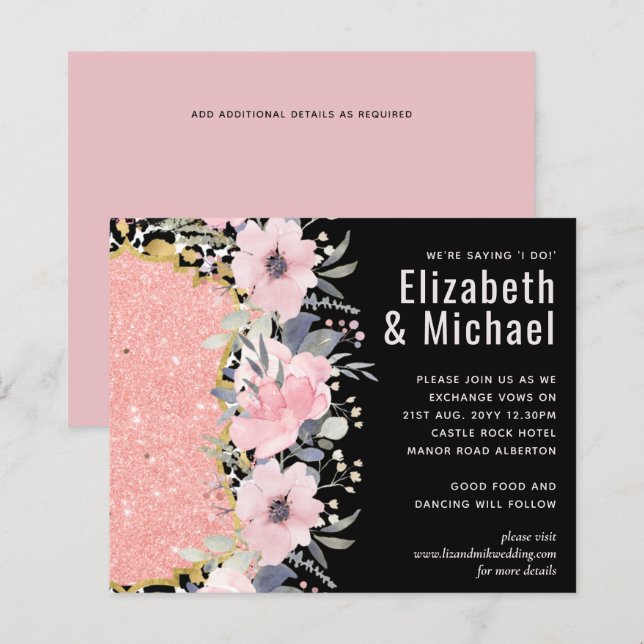 Papier Rosegold MARIAGE Girly rose Parties scintillant fl (Devant / Derrière)