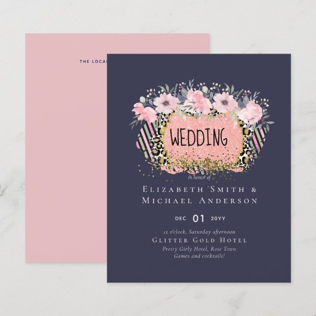 Papier Rosegold MARIAGE Girly rose Parties scintillant fl (Devant / Derrière)