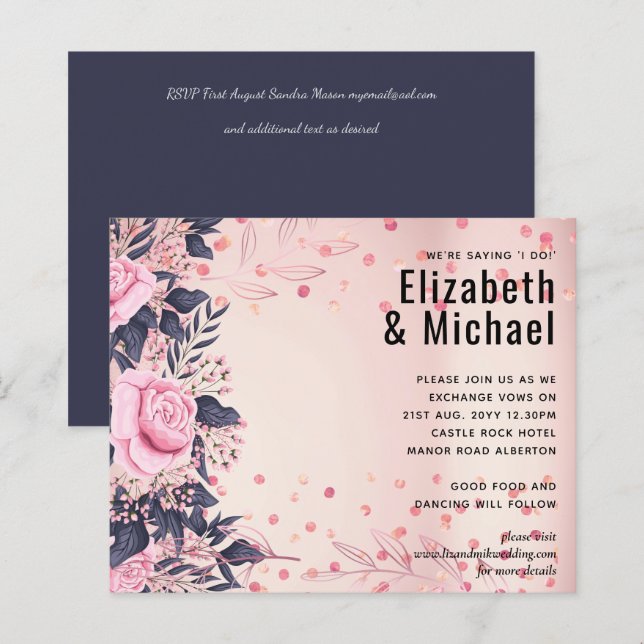 Papier Rosegold MARIAGE métallique Parties scintillant (Devant / Derrière)