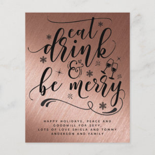 Papier ROSEGOLD Noël Manger Boire Soyez joyeux Typographi